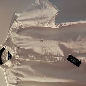 NWT Ralph Lauren Polo Men's Classic Fit Short Sleeve White Button Down - Large